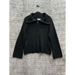 Sweet Baby Jamie Black 1/4 Zip‎ Knit Oversized Bell Sleeve Sweater Size M